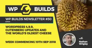 WP Builds Newsletter #30 – WordPress 4.9.9, Gutenberg updates and the world’s oldest cheese