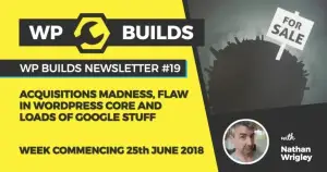 WP Builds Newsletter #19 – Acquisitions madness, flaw in WordPress Core and loads of Google stuff