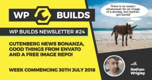 WP Builds Newsletter #24 – Gutenberg news bonanza, good things from Envato and a free image repo!