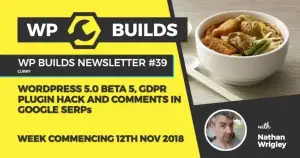WP Builds Newsletter #39 – WordPress 5.0 beta 5, GDPR plugin hack and comments in Google SERPs